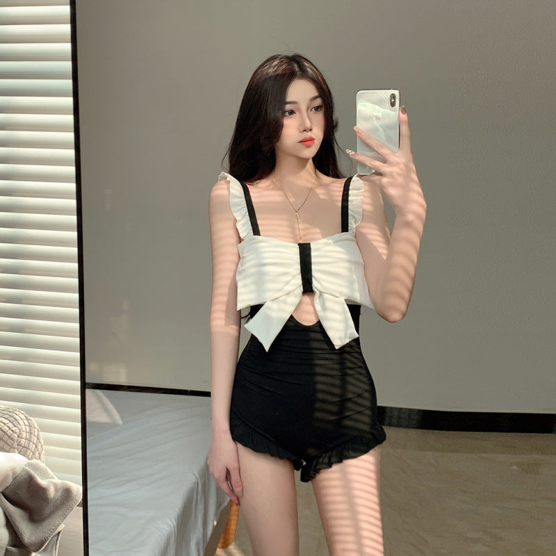 Korean Style One Piece Swimwear Backless