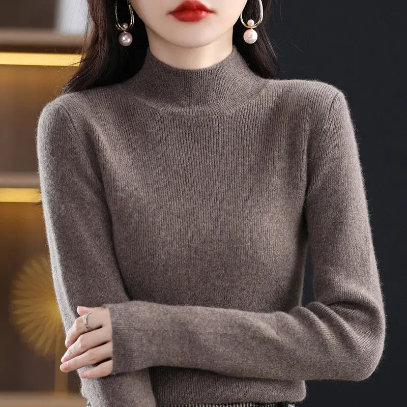 Thick Knitted Thermal Sweater for Women Slim Style