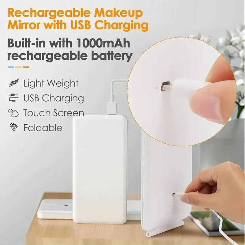 LED Cosmetic Mirrors Foldable Makeup Mirror