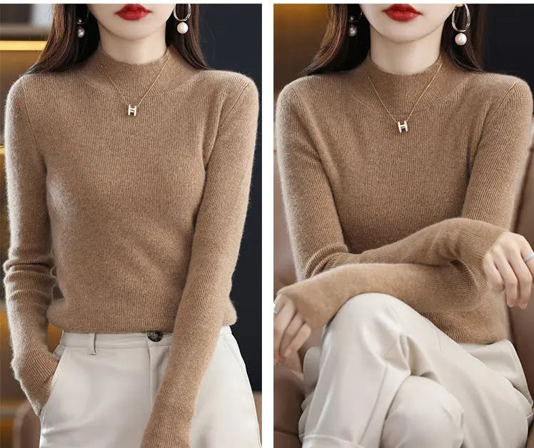 Thick Knitted Thermal Sweater for Women Slim Style