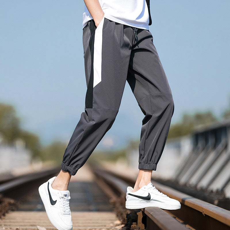 Breathable Ice Silk Black Sweatpants