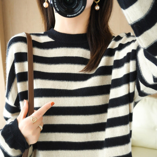 Women's Sweaters Casual Long Knit Pullover Striped