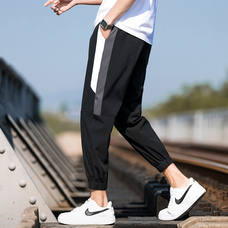 Breathable Ice Silk Black Sweatpants