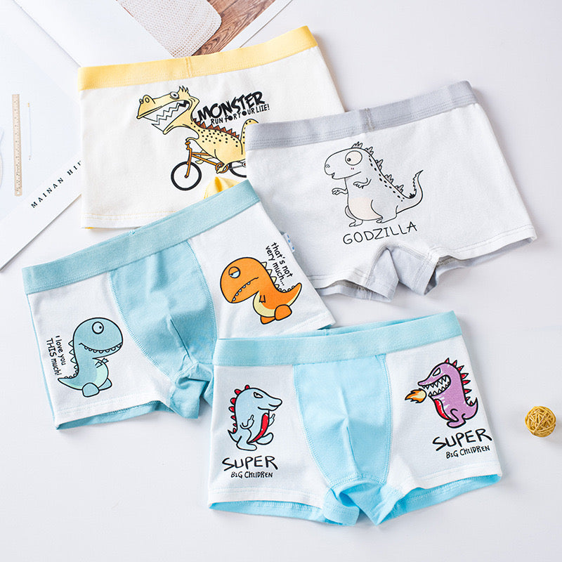 4 Piece Pack Kids Boys Cotton Boxer Brief Underwear